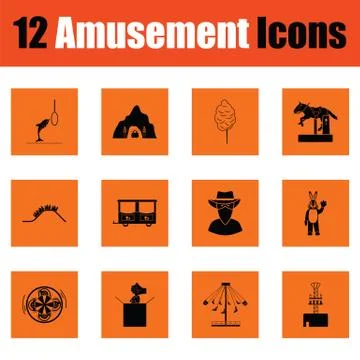 Amusement park icon set Stock Illustration
