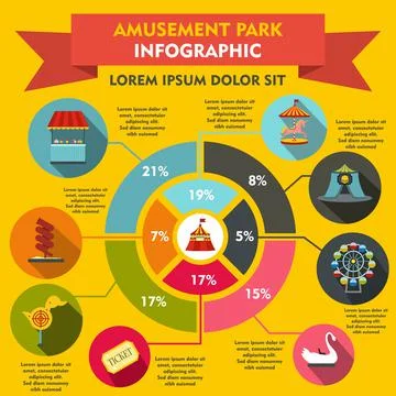 Amusement park infographic elements, flat style Ilustração Stock