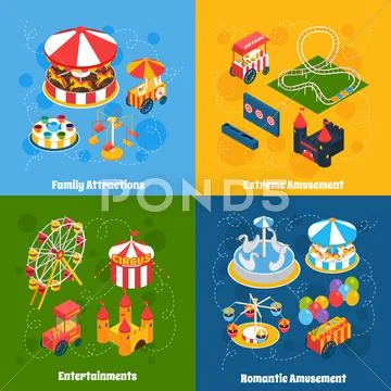 Amusement Park Isometric Stock Illustration