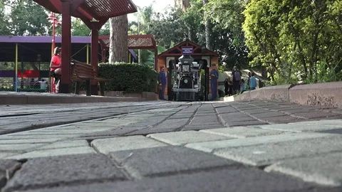 Amusement park mini train ride Stock Footage 82414524