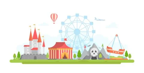 Amusement park - modern flat design style vector illustration Stock Illustration
