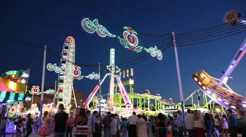 Amusement park at night Stock Footage 24923685