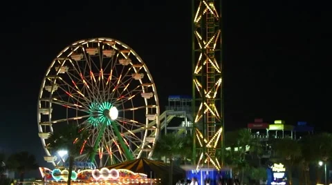 Amusement park at night Video stock 52331860