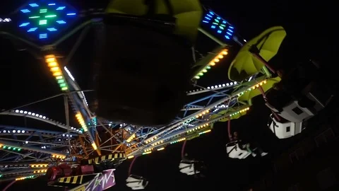 Amusement Park At Night Stock Footage 100376226