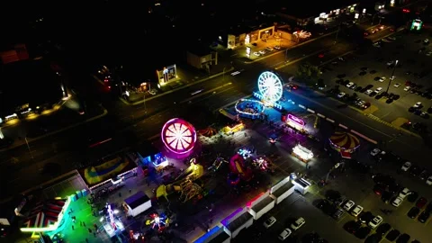 Amusement Park Night Hyperlapse Small City Video stock 213735189
