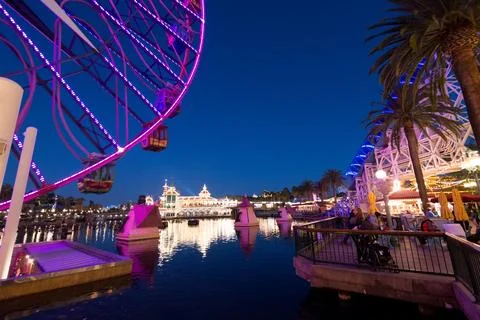 Amusement park at night Stock Photos