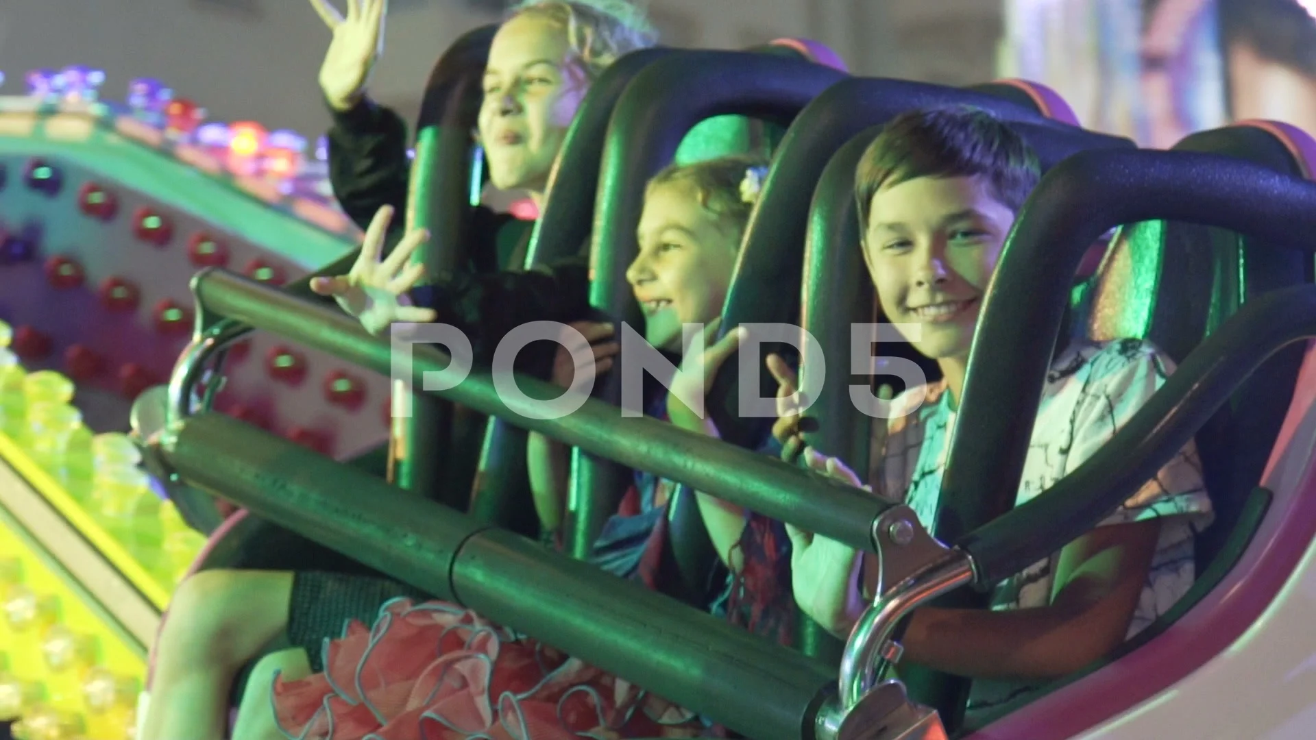 Amusement park at night roller coaster 10.11.2017 Malaga Spain