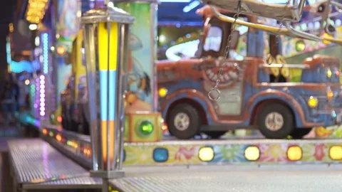 Amusement park at night - roller coaster Stock Footage 81724948