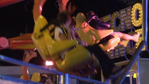 Amusement park at night - roller coaster Stock Footage 81725103