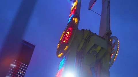 Amusement park at night - roller coaster Stock Footage 220676544