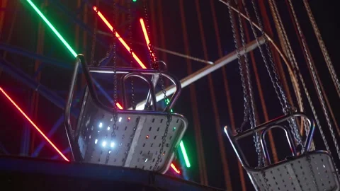 Amusement park at night - roller coaster Stock Footage 220686988