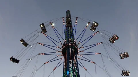 Amusement park ride view from below Stock Footage 147994299