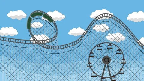Amusement Park Roller coaster and Giant Wheel Stock Footage 106594111
