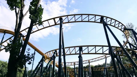 The amusement park roller coaster Stock Footage 48263449