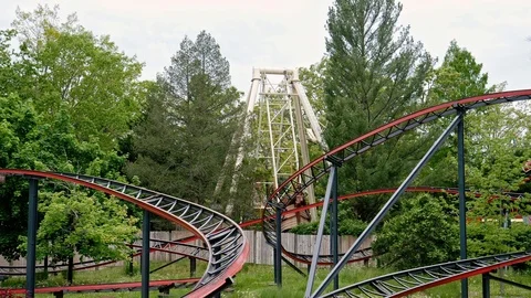 Amusement Park Roller Coaster Stock Footage