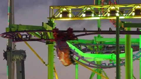 Amusement Park, Roller Coaster Ride Stock Footage 46777910