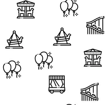 Amusement Park Seamless Pattern Vector Stock Illustration