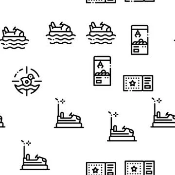Amusement Park Seamless Pattern Vector Stock Illustration