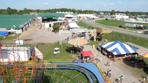 Amusement park seen from above Stock Footage