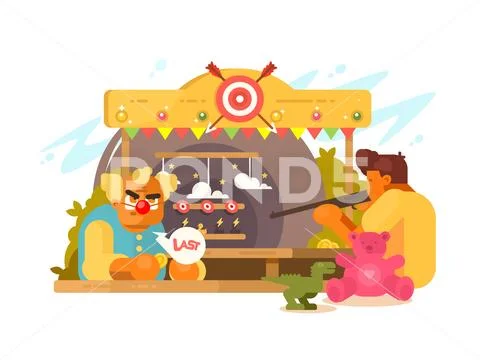 Amusement Park with shooting range Stock Illustration