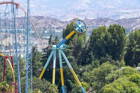 Amusement park Six Flags Magic Mountain CraZnity ride  Stock Photos