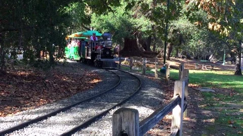 Amusement Park Steam Engine Train 库存影片 43156793
