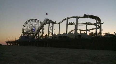Amusement Park at Sunset - Clip 1 Stock Footage 888990