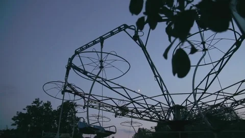Amusement Park at Sunset Stock Footage 76803064