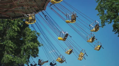 Amusement park swing ride Stock Footage 44350353