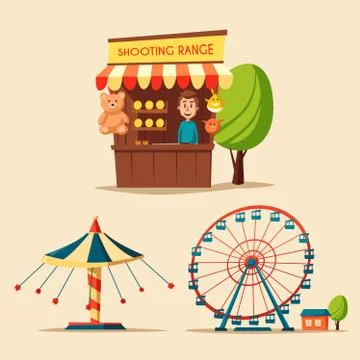 Amusement park theme. Cartoon vector illustration Stock Illustration