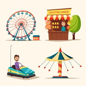 Amusement park theme. Cartoon vector illustration Stock Illustration
