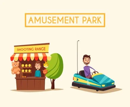Amusement park theme. Cartoon vector illustration 스톡 일러스트