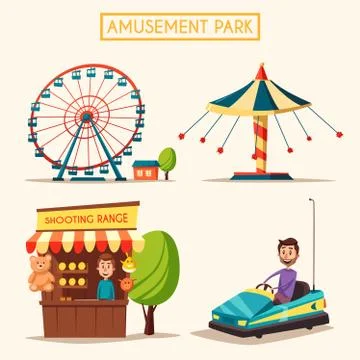Amusement park theme. Cartoon vector illustration Stock Illustration