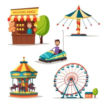 Amusement park theme. Cartoon vector illustration 스톡 일러스트