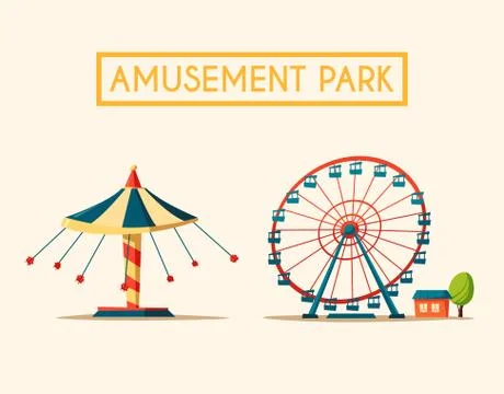 Amusement park theme. Cartoon vector illustration Stock Illustration