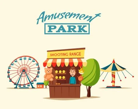 Amusement park theme. Cartoon vector illustration 스톡 일러스트