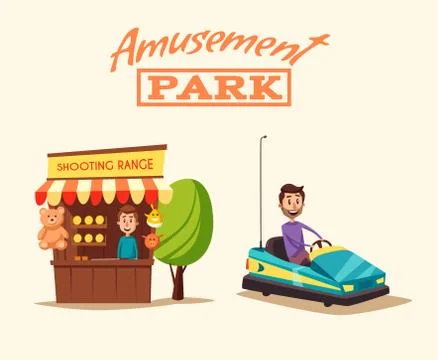 Amusement park theme. Cartoon vector illustration. Good emotions Stock Illustration