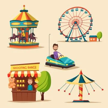 Amusement park theme. Cartoon vector illustration 스톡 일러스트