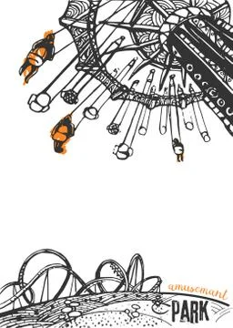 Amusement Park on a White Background Stock Illustration