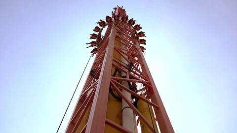 Amusement Park.Tower Drop Stock Footage 80085131