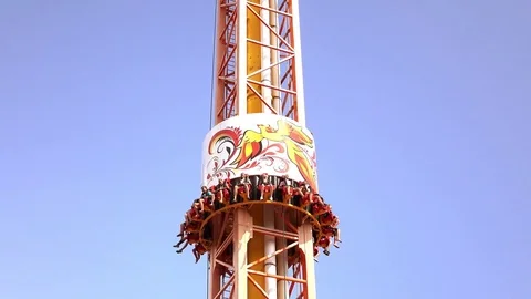Amusement Park.Tower Drop Stock Footage 80085409