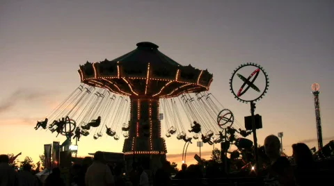 Amusement Ride at Sunset Stock Footage 509850