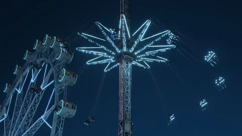 Amusement theme park or fair at night Video stock 108092072