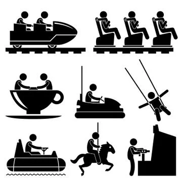 Amusement Theme Park Playing Stick Figure Pictogram Icon Stock Illustration