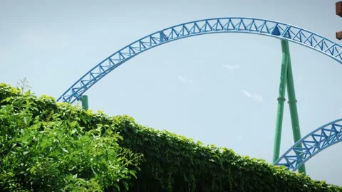 Amusement theme park. Rollercoaster ride. People having fun. Active holidays Stock Footage 196150132