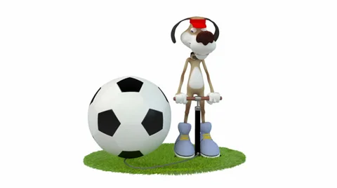 Amusing 3d dog football player. Stock Footage 36065064