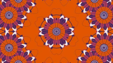 Amusing 3d illustration of white and violet tulips shaping seven symmetric ro Stock Illustration