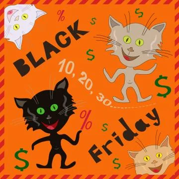 Amusing cats announcing a Black Friday Stock Illustration