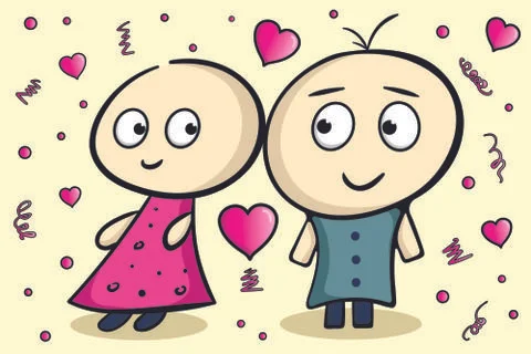 Amusing characters in love Stock Illustration