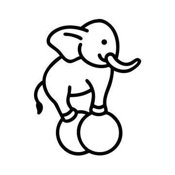 Amusing circus elephant balancing skillfully on multiple balls. Stock Illustration